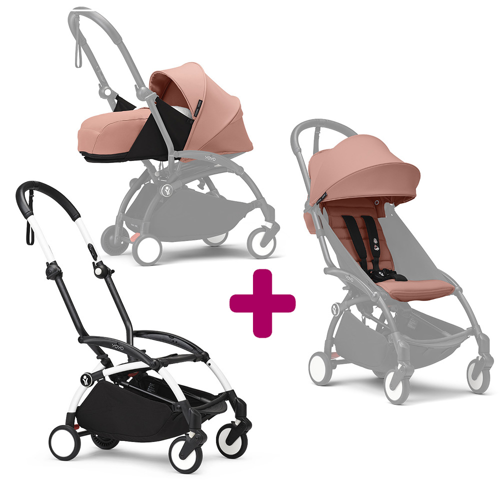 Stokke Poussette Yoyo 3 avec pack 0+ nouveau-né et 6+ Ginger Cadre Blanc Unique