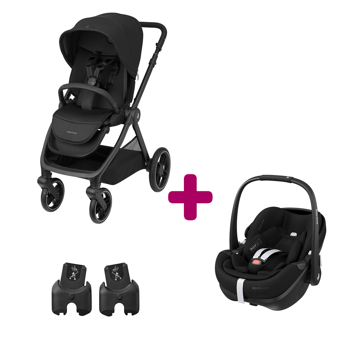 Maxi Cosi Pack Poussette Duo Oxford Twillic Black + adaptateurs coque + coque Pebble 360 pro 2 Unique