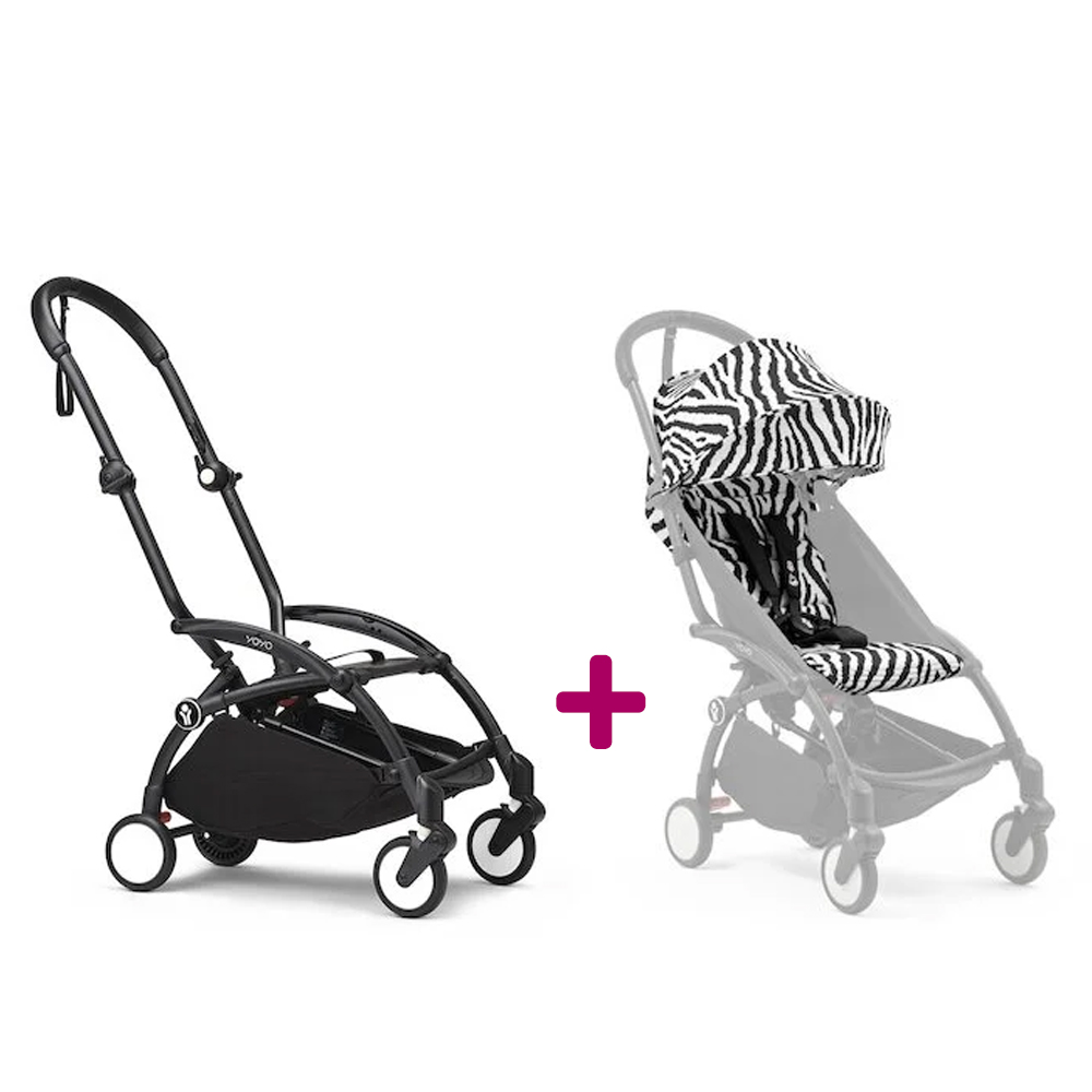 Stokke Poussette YOYO 3 Pack 6+ Zèbre Cadre Noir Unique