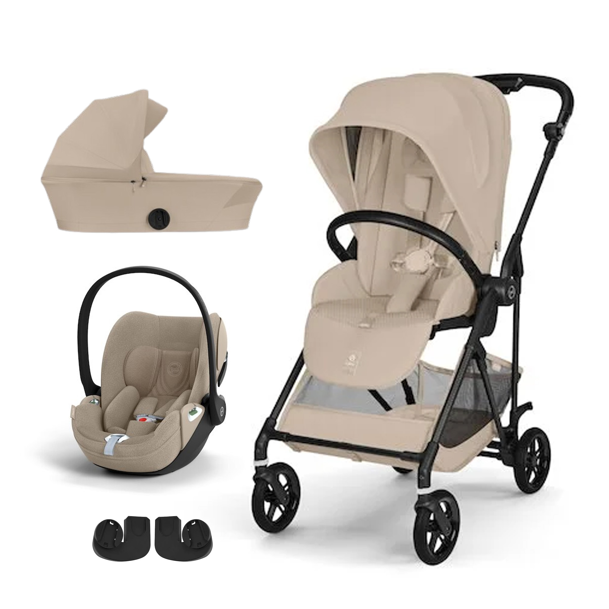 Cybex Pack Poussette trio Melio Almond Beige + nacelle + coque Cloud T tissu plus Cozy Beige Unique