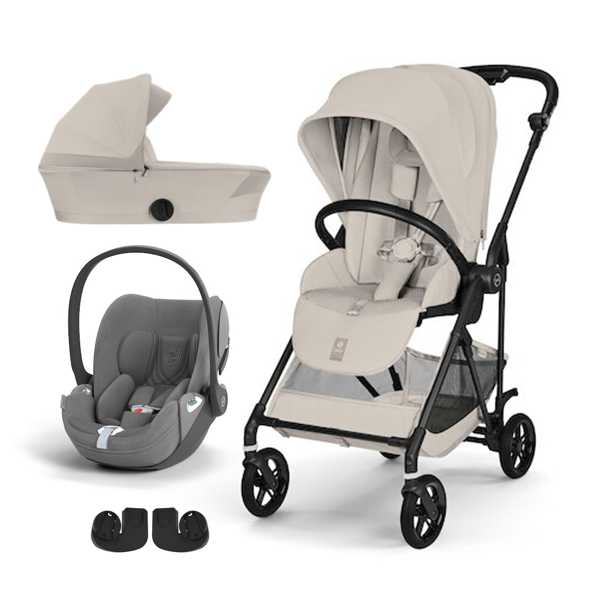 Cybex Pack Poussette trio Melio Dune Grey + nacelle + coque Cloud T tissu plus Mirage Grey Unique