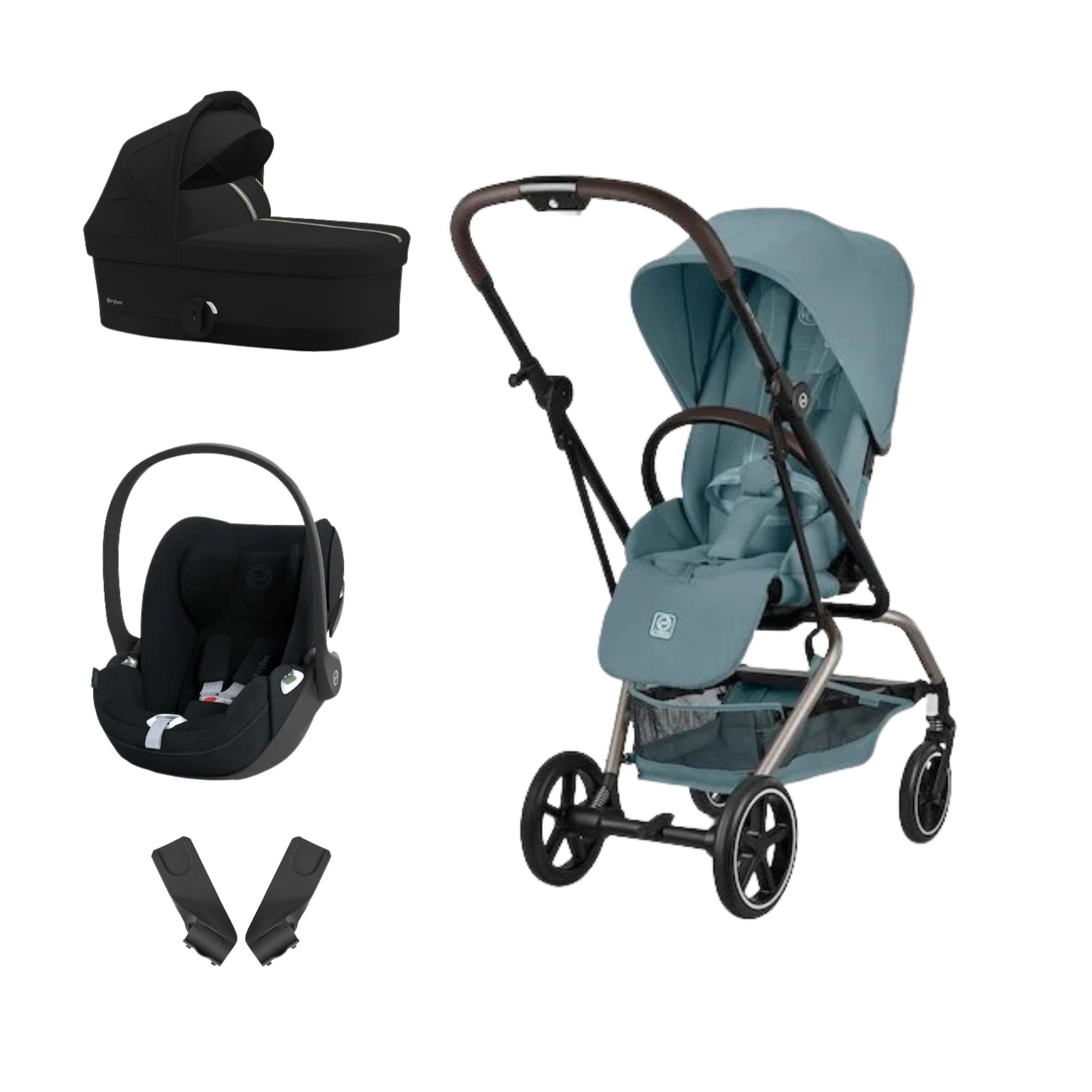 Cybex Pack Poussette trio Eezy S Twist +2 Stormy Blue Cadre Taupe + coque Cloud T tissu plus Sepia Black Unique