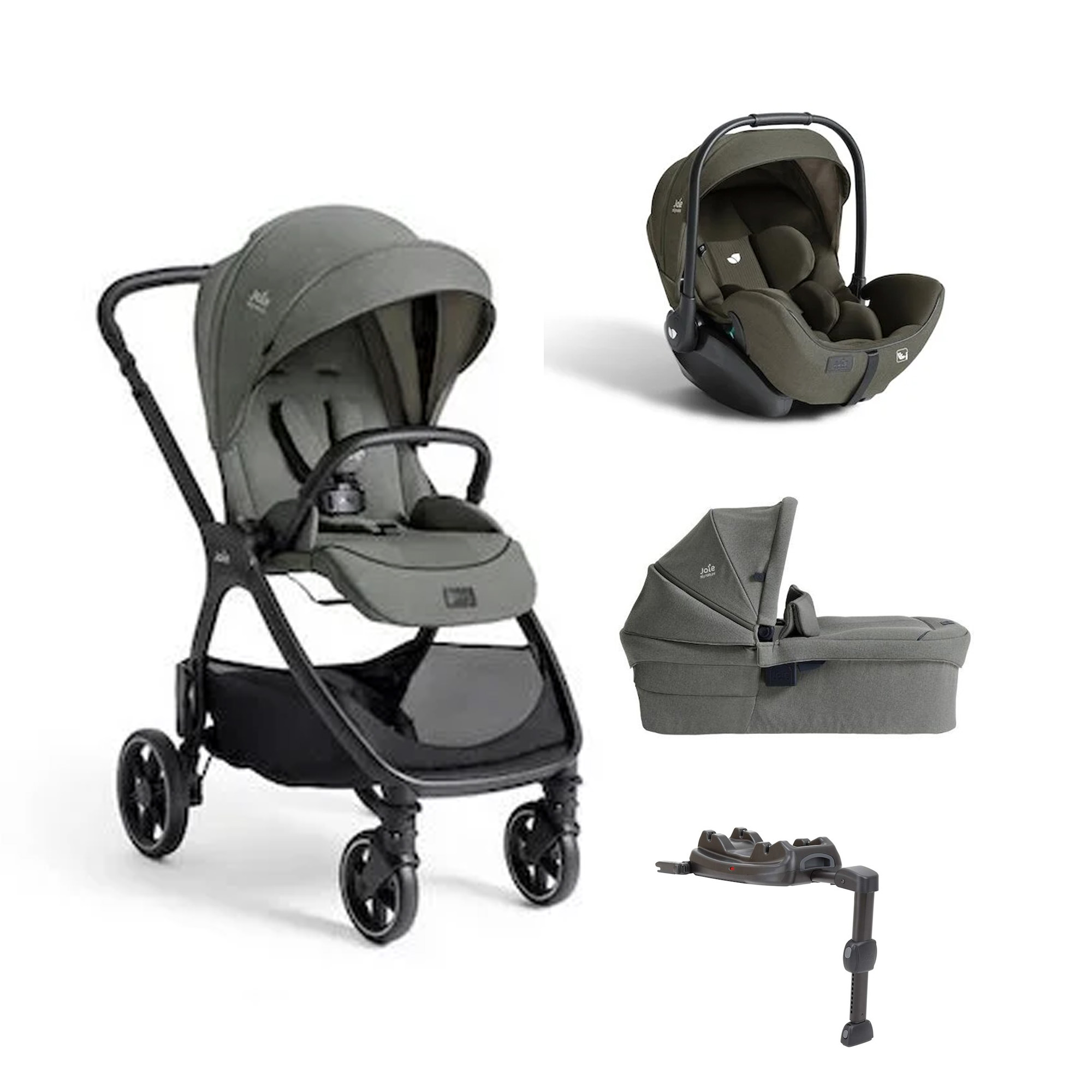 Joie Pack poussette trio XL Valora Evergreen + coque i-level pro + nacelle ramble XL + I-base LX 2 Unique