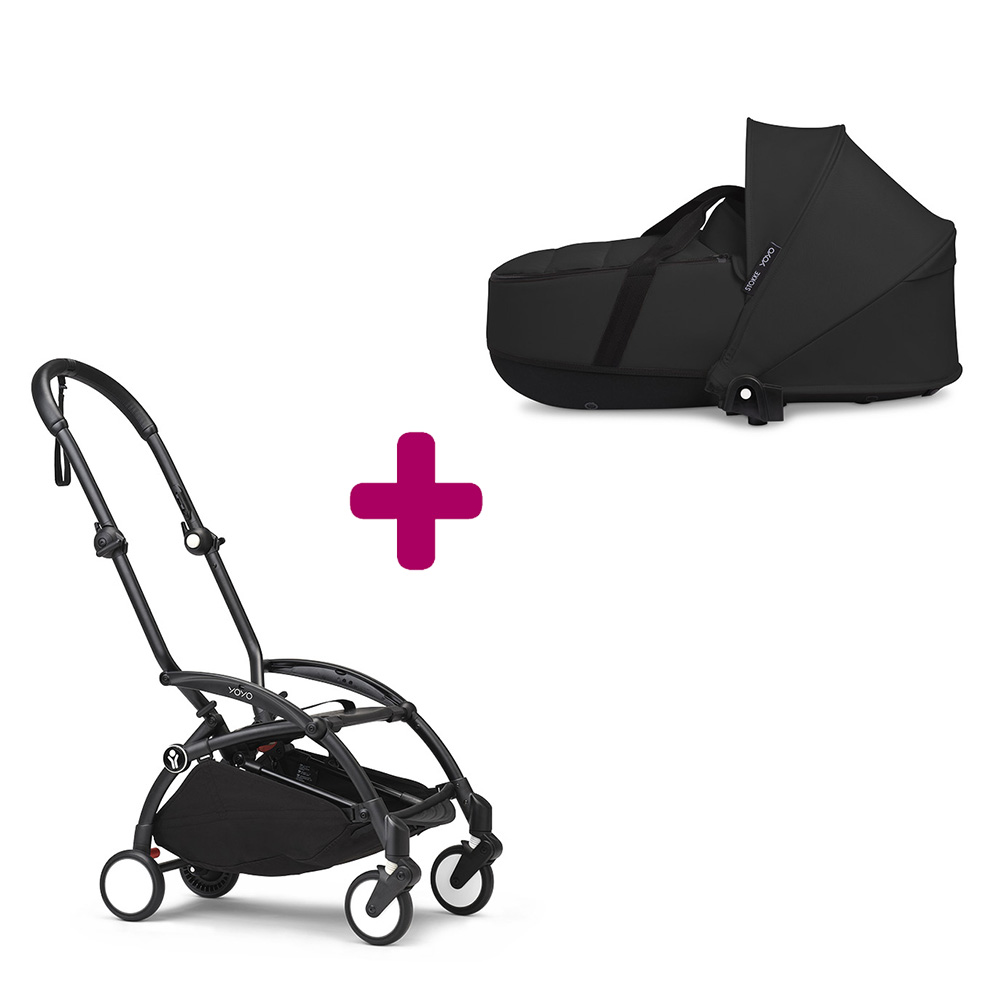 Stokke Pack chassis poussette YOYO³ Noir + nacelle YOYO³ Noir Unique