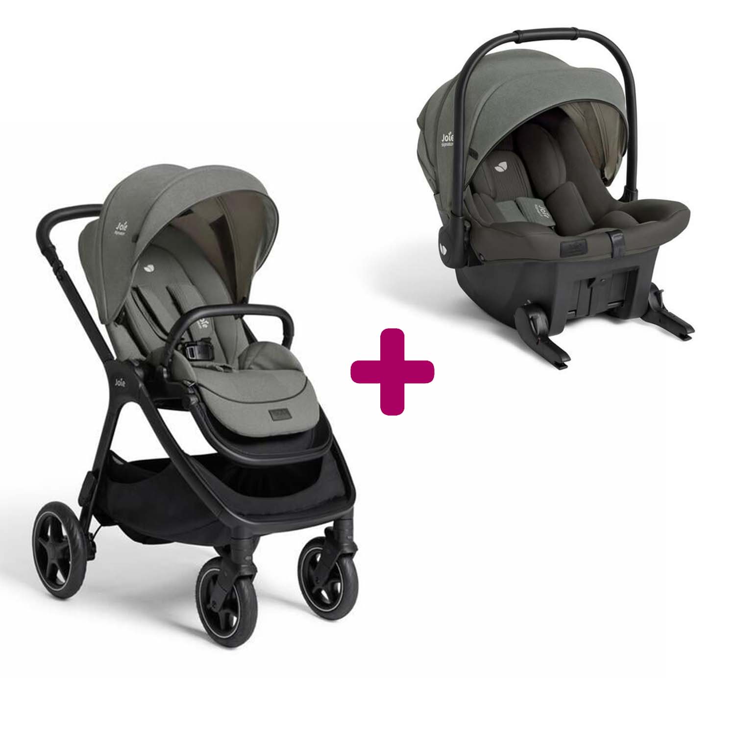 Joie Pack poussette duo Finiti Evergreen + coque Sprint Evergreen Unique