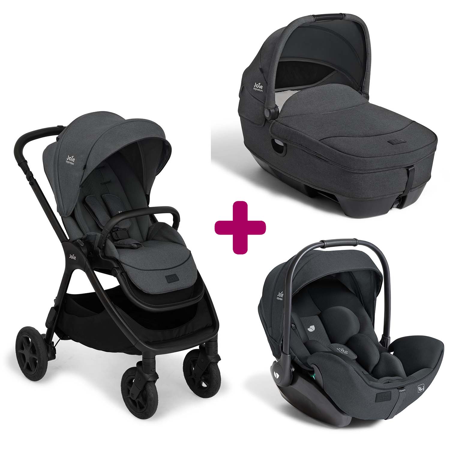 Joie Pack poussette trio Finiti Ebony + nacelle Calmi Ebony + coque I-Level Pro Ebony Unique