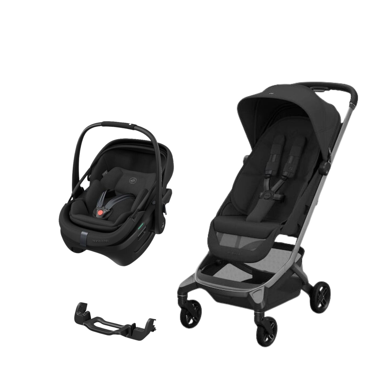 Maxi Cosi Pack Poussette Duo Fame Cabin Onyx Black + adaptateurs coque Coral + coque Coral Onyx Black Unique