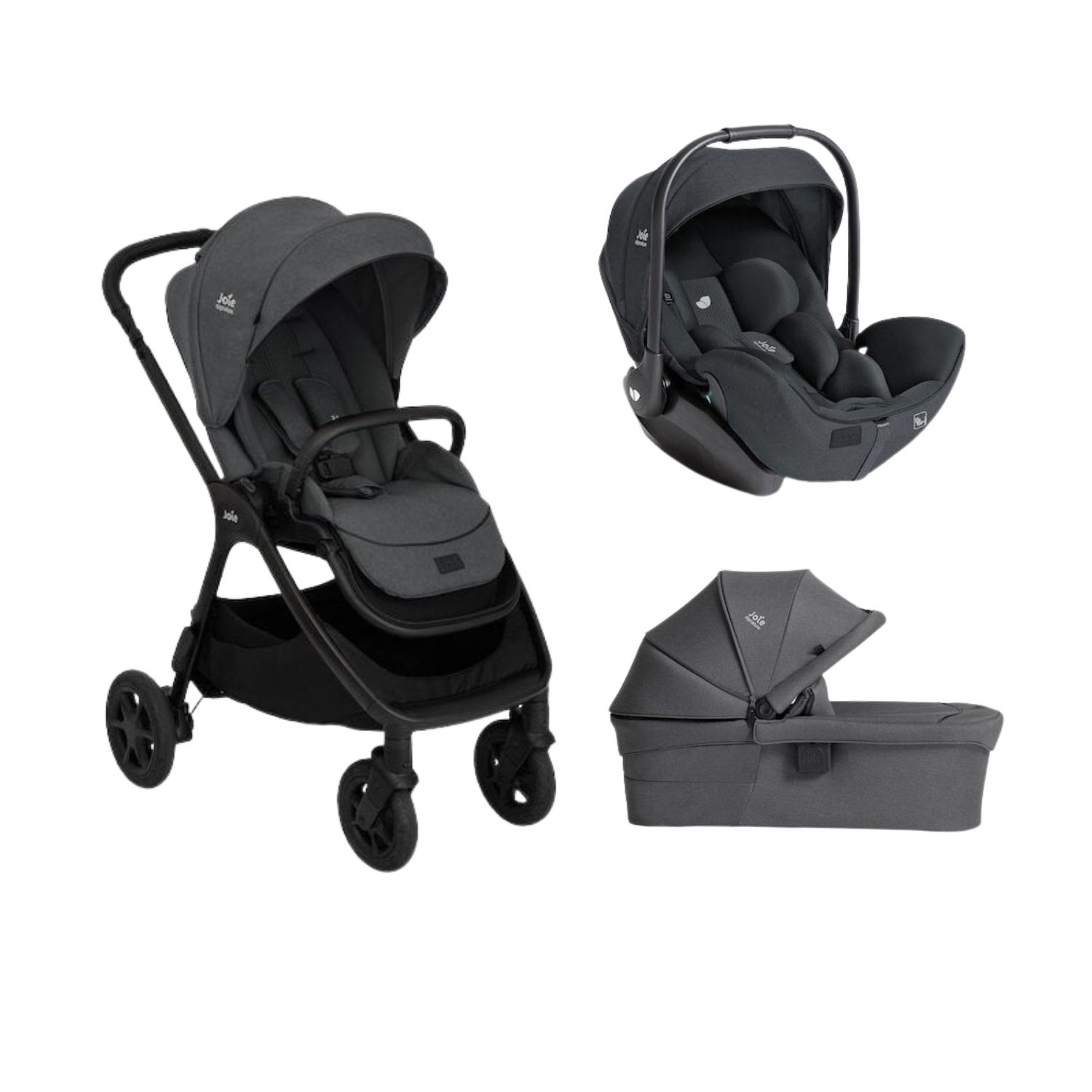 Joie Pack poussette trio Finiti Ebony + nacelle Ramble Ebony + coque I-Level pro Ebony Unique