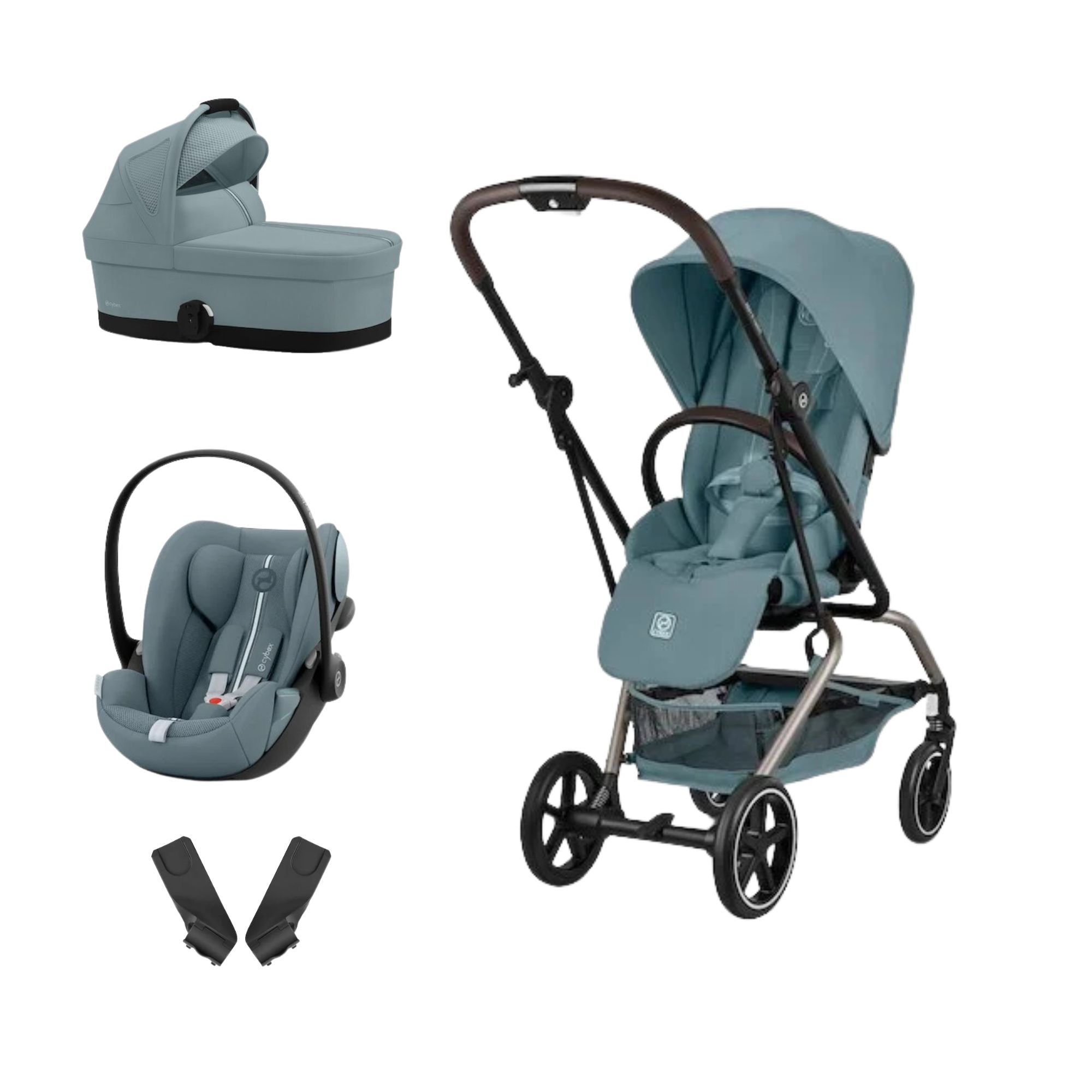 Cybex Pack Poussette trio Eezy S Twist +2 Stormy Blue Cadre Taupe + coque Cloud G tissu plus Stormy Blue + nacelle Stormy Blue Unique