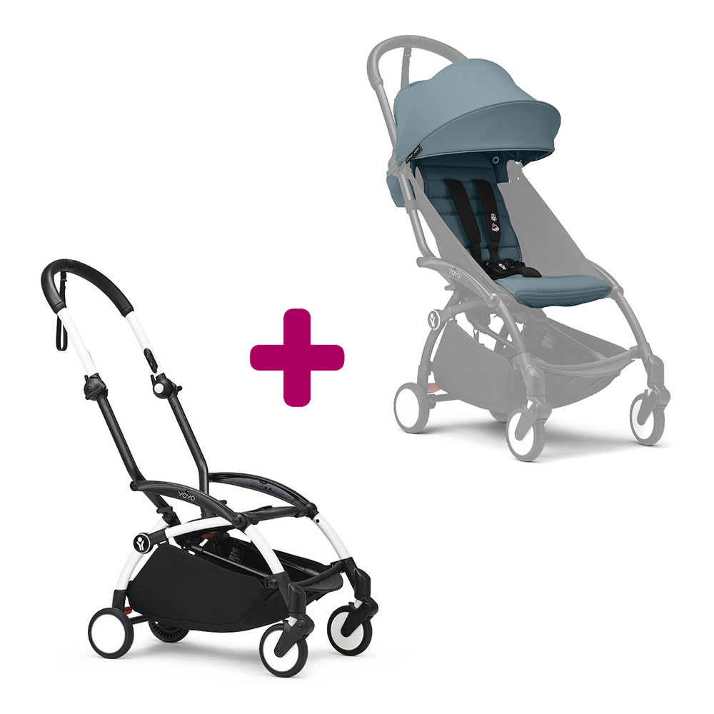 Stokke Poussette Yoyo 3 Pack 6 Aqua Cadre Blanc Unique