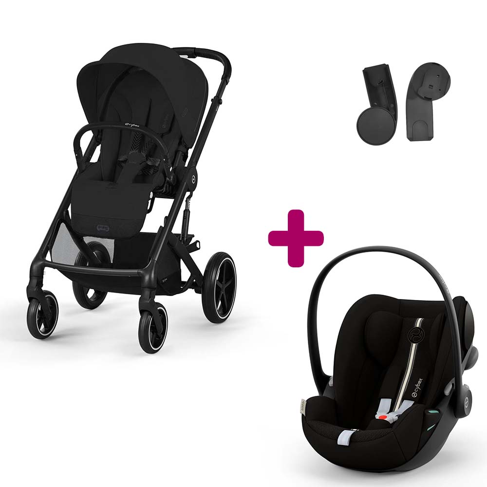 Cybex Pack Poussette Duo Balios Moon Black + adaptateurs coque + coque Cloud g tissu plus moon black Unique