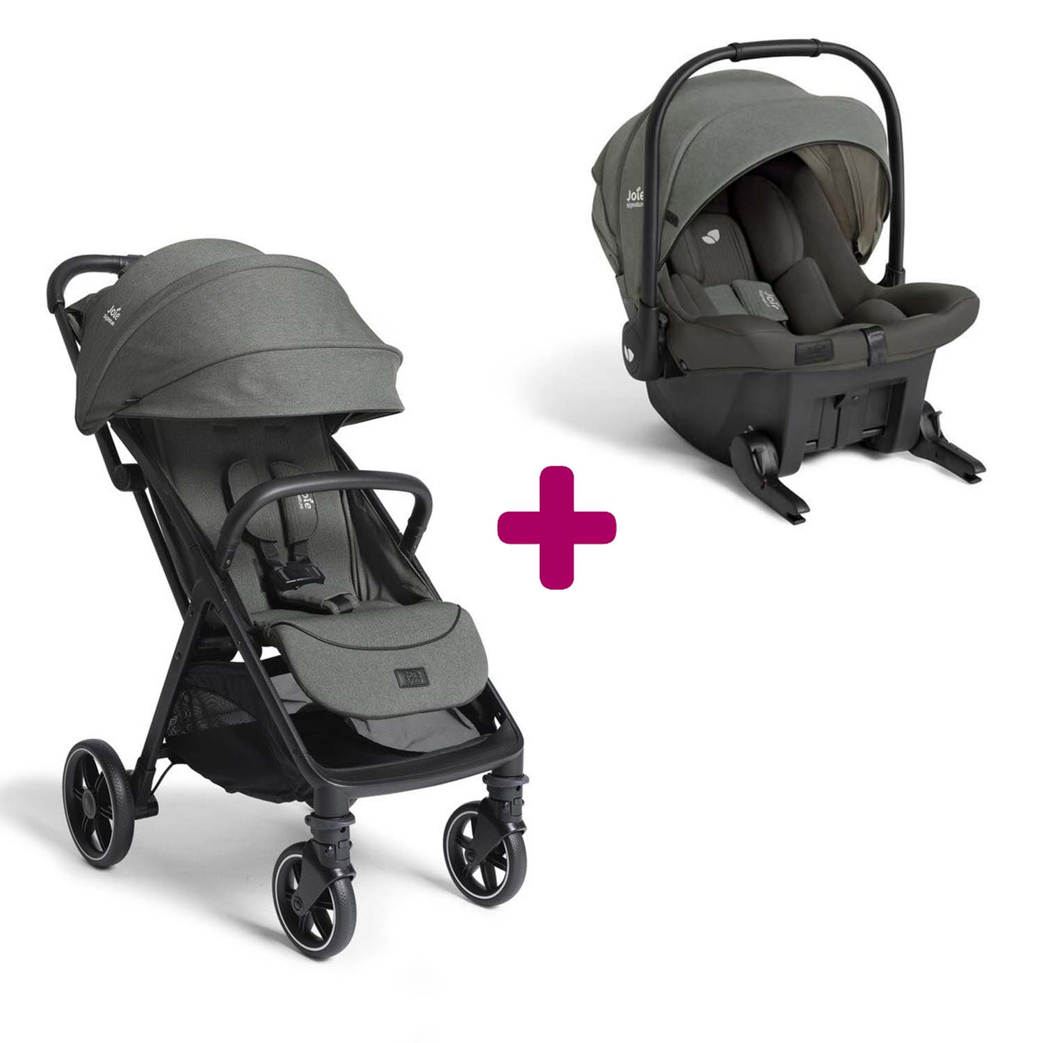 Joie Pack Poussette duo Parcel Lx Evergreen + coque Sprint Evergreen Unique