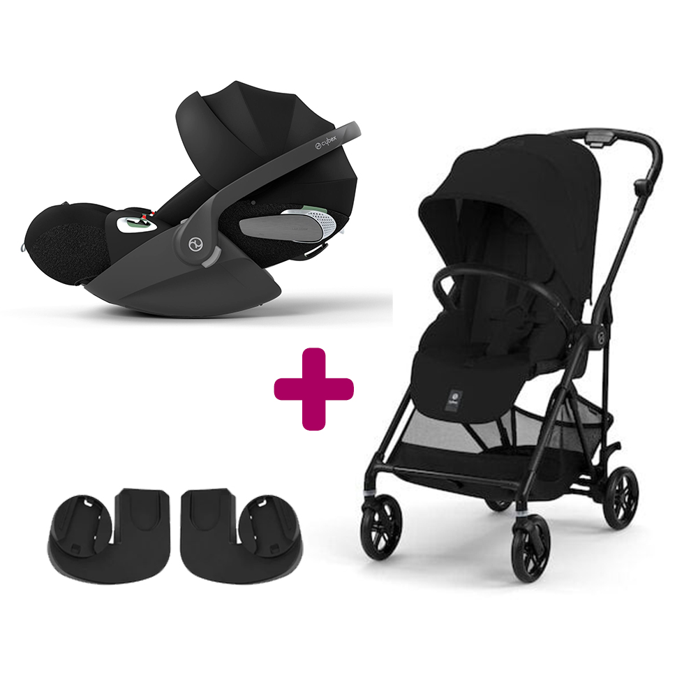 Cybex Pack Poussette duo Melio 5 Magic Black + adaptateurs coque + Coque Cloud T Sepia Black Unique