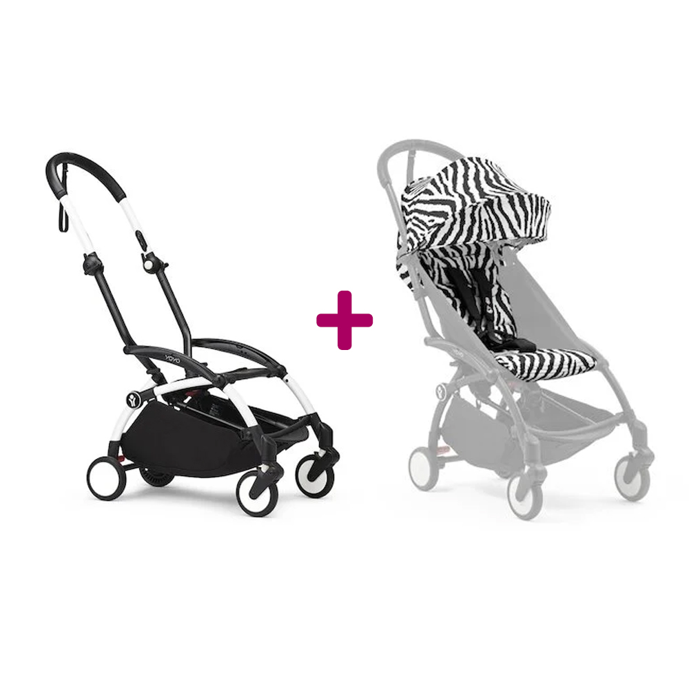 Stokke Poussette YOYO 3 Pack 6+ Zèbre Cadre Blanc Unique