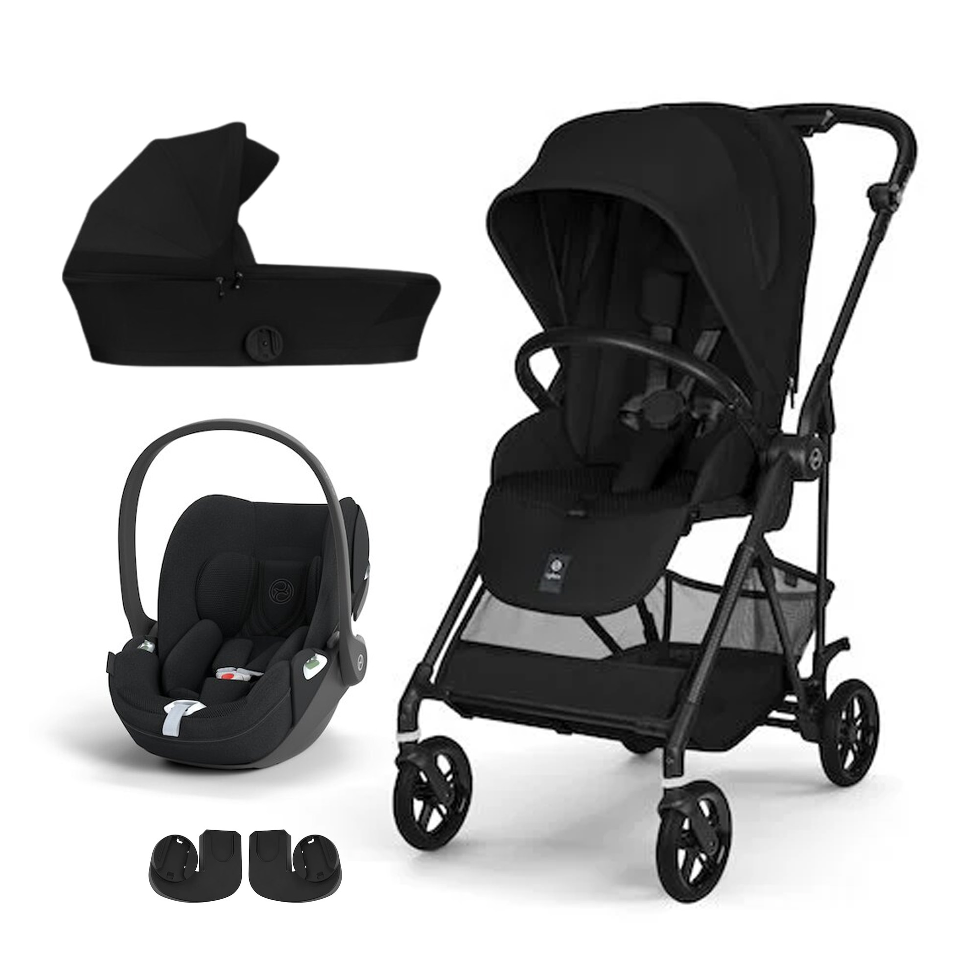 Cybex Pack Poussette trio Melio Magic Black + nacelle + coque Cloud T tissu plus Sepia Black Unique