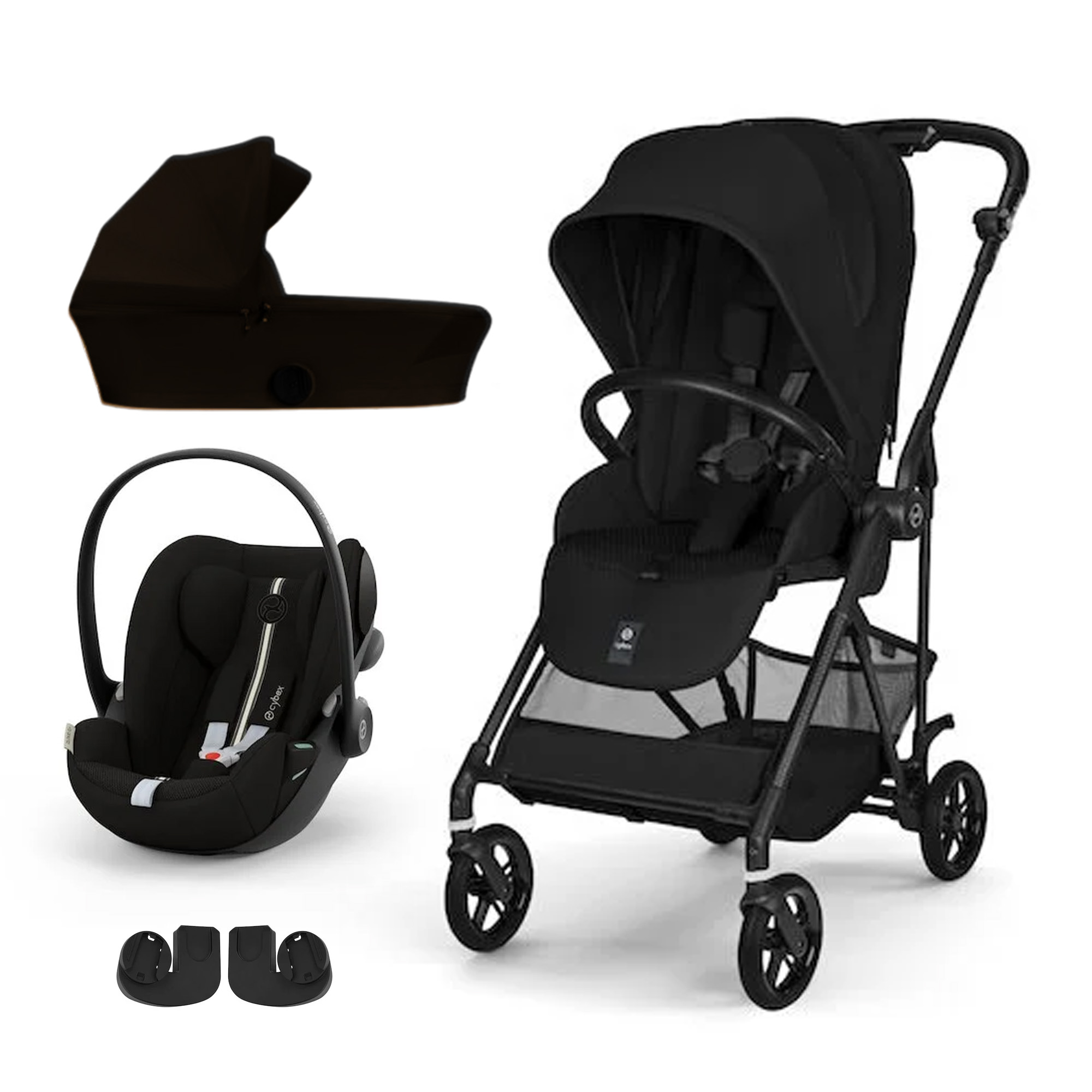 Cybex Pack Poussette trio Melio Magic Black + nacelle + coque Cloud G tissu plus Moon Black Unique