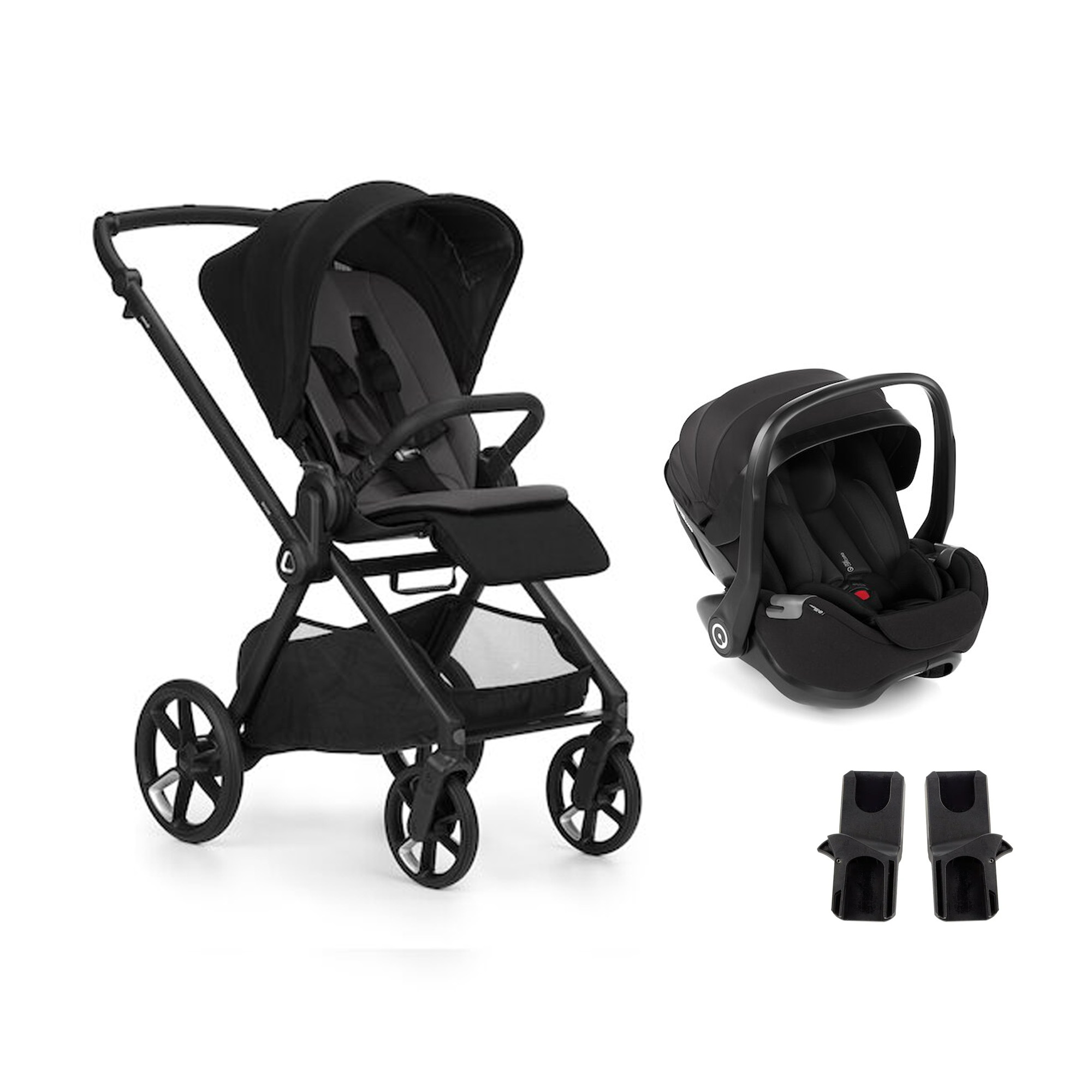Jané Pack duo Poussette Mumm 5 Coal + coque allongeable Kombibaby Matt Black + adaptateur Unique
