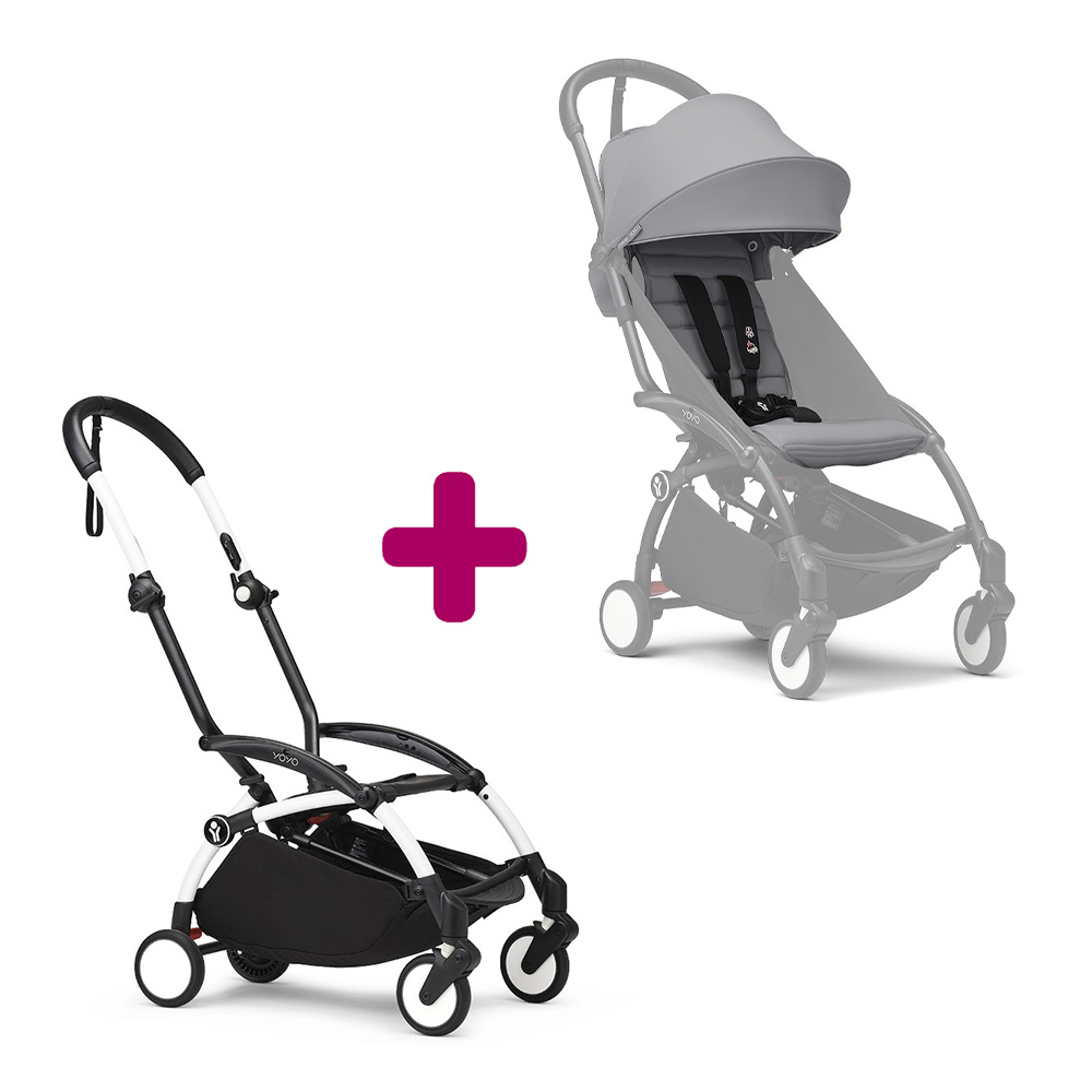 Stokke Poussette YOYO 3 Pack 6+ Stone Cadre Blanc Unique