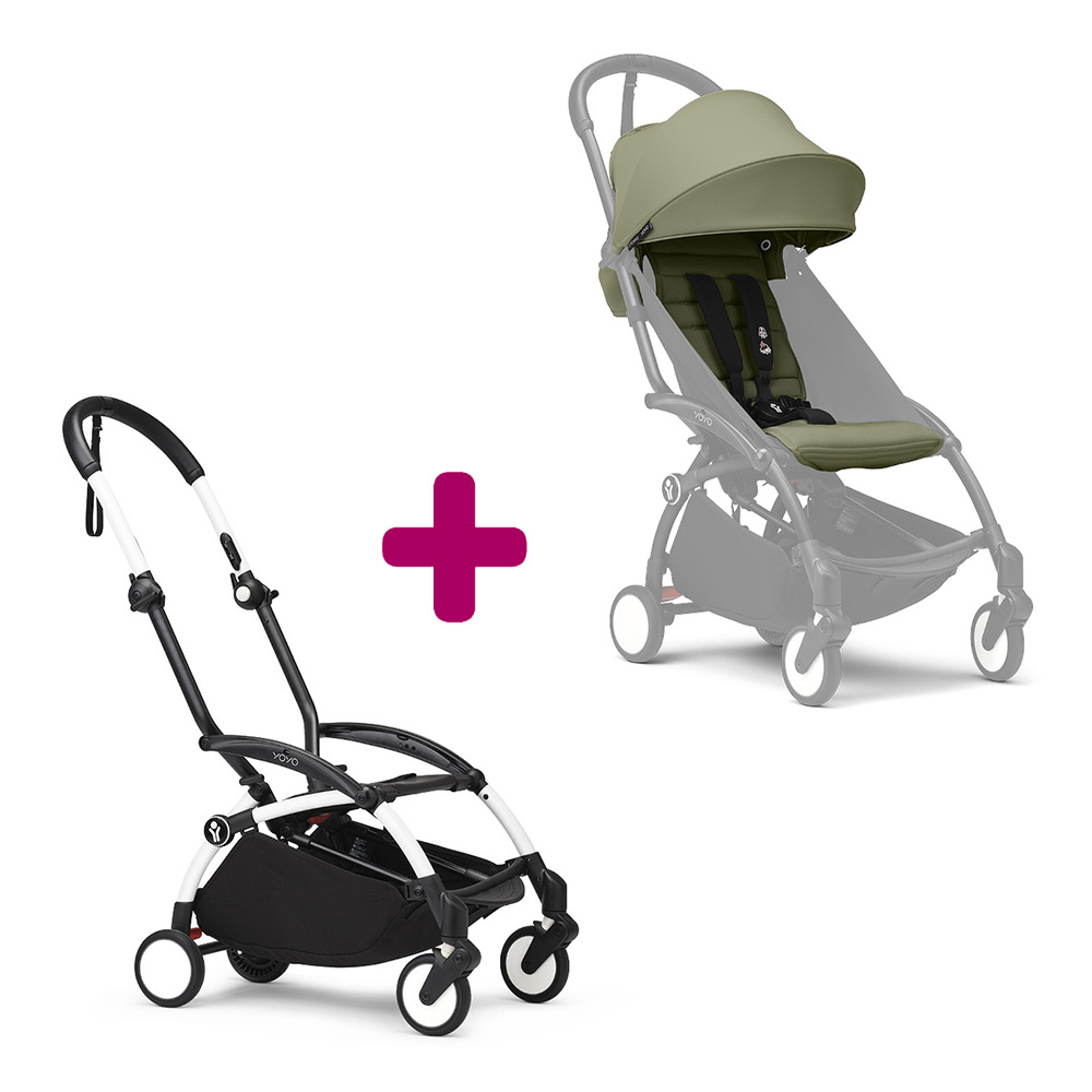 Stokke Poussette YOYO 3 Pack 6+ Olive Cadre Blanc Unique