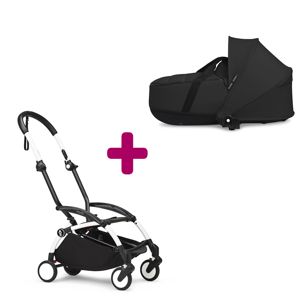 Stokke Pack chassis poussette YOYO³ Blanc + nacelle YOYO³ Noir Unique