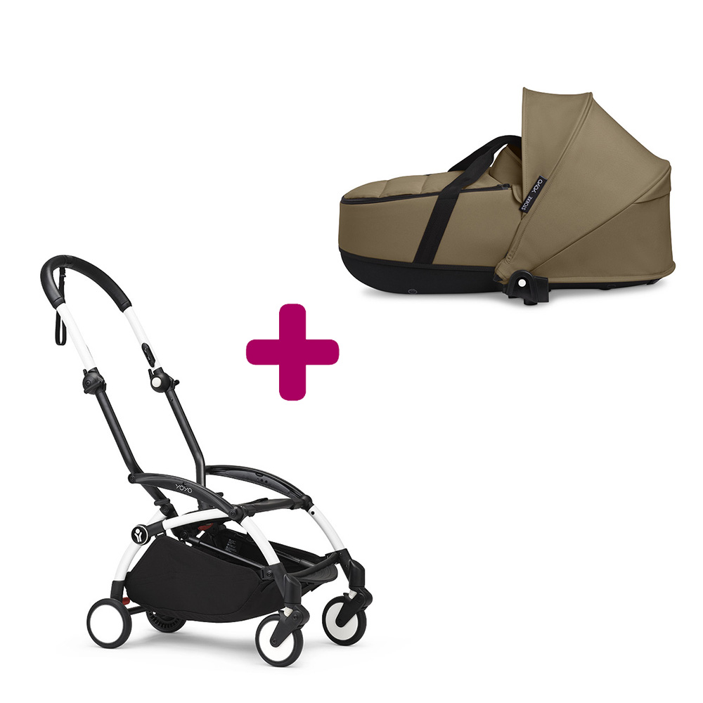 Stokke Pack chassis poussette YOYO³ Blanc + nacelle YOYO³ Toffee Unique