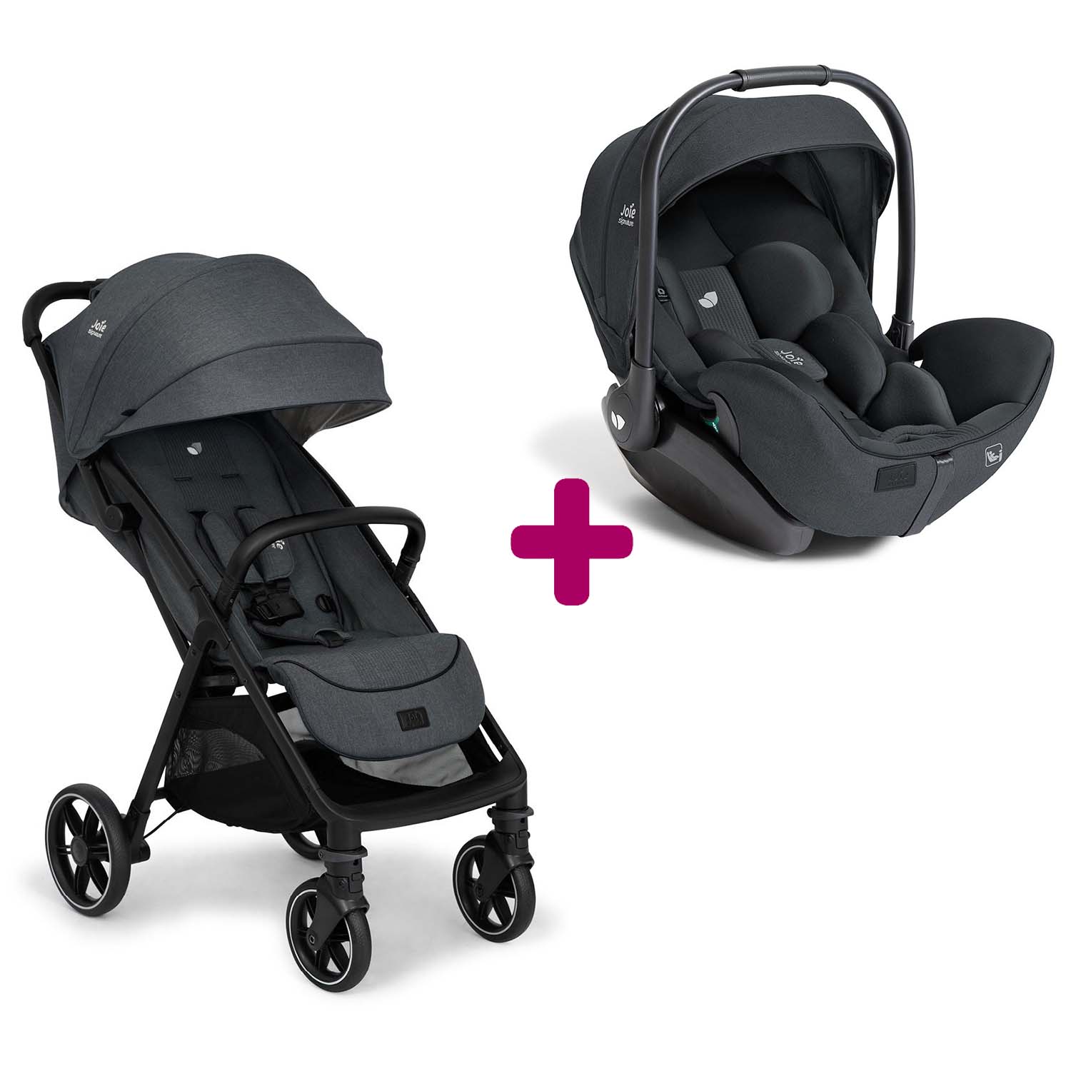 Joie Pack Poussette duo Parcel LX Ebony + coque I-Level Pro Ebony Unique
