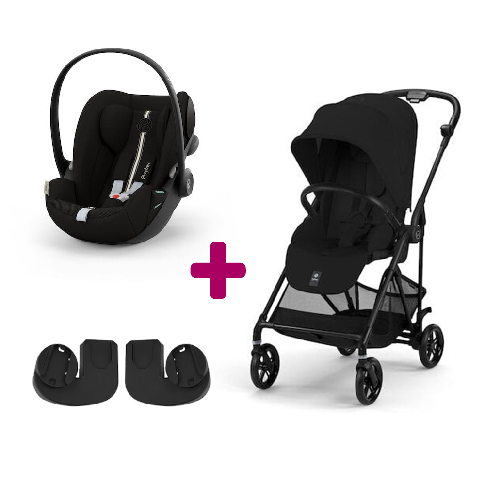 Cybex Pack Poussette duo Melio 5 Magic Black + adaptateurs coque + Coque Cloud G tissu plus Moon Black Unique