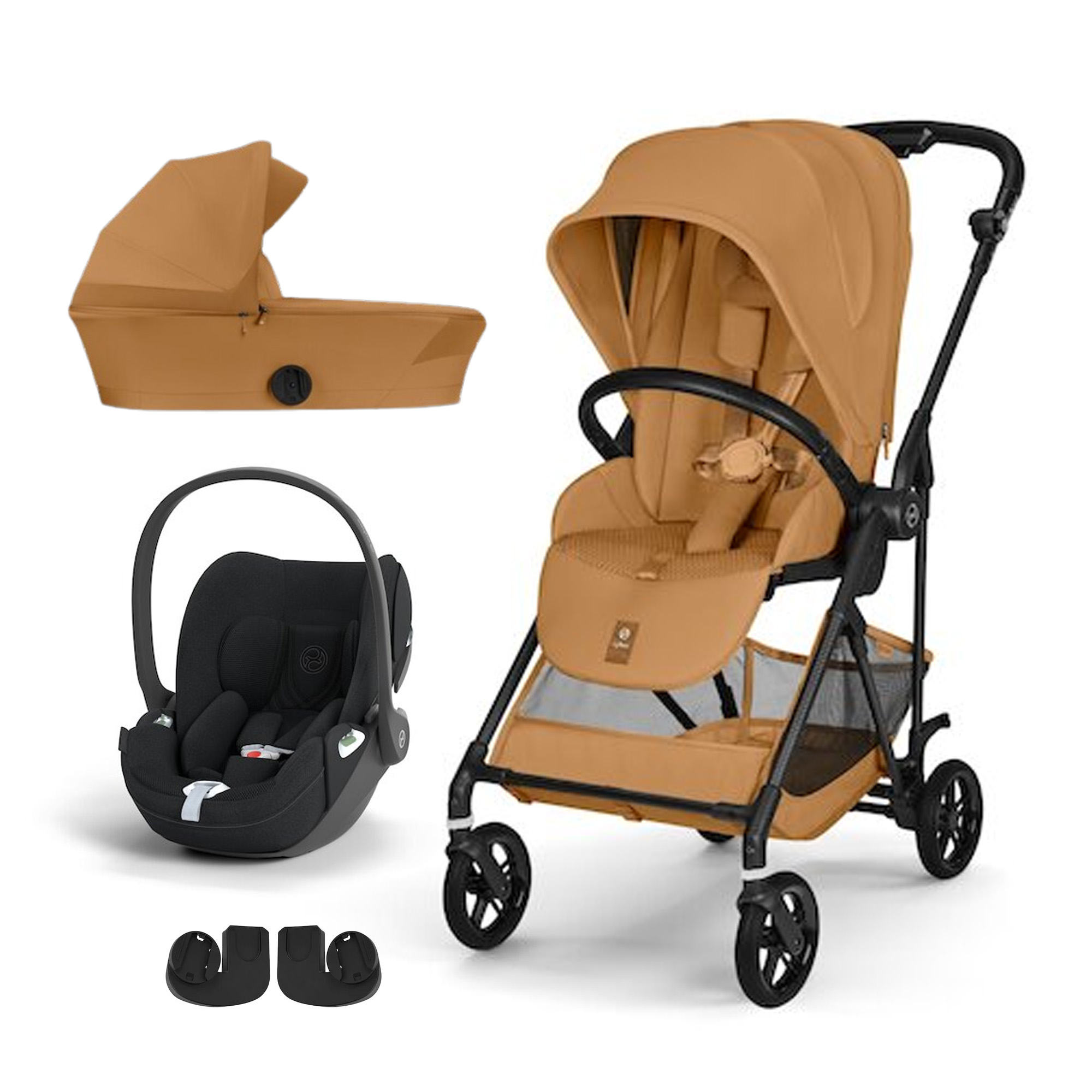 Cybex Pack Poussette trio Melio Cinnamon Yellow + nacelle + coque Cloud T tissu plus Sepia Black Unique