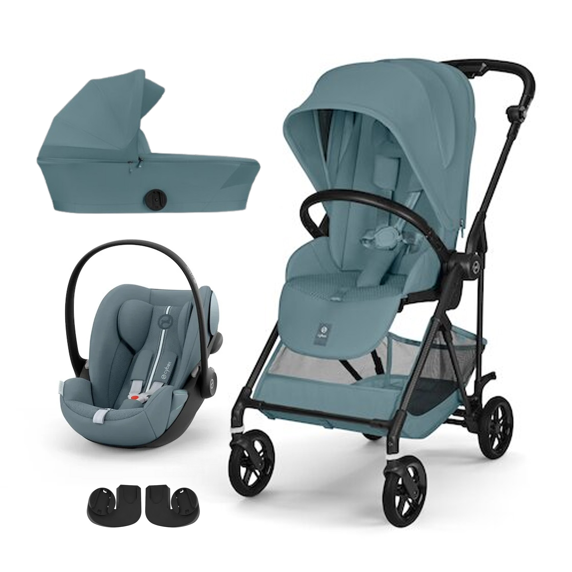 Cybex Pack Poussette trio Melio Stormy Blue + nacelle + coque Cloud G tissu plus Stormy Blue Unique