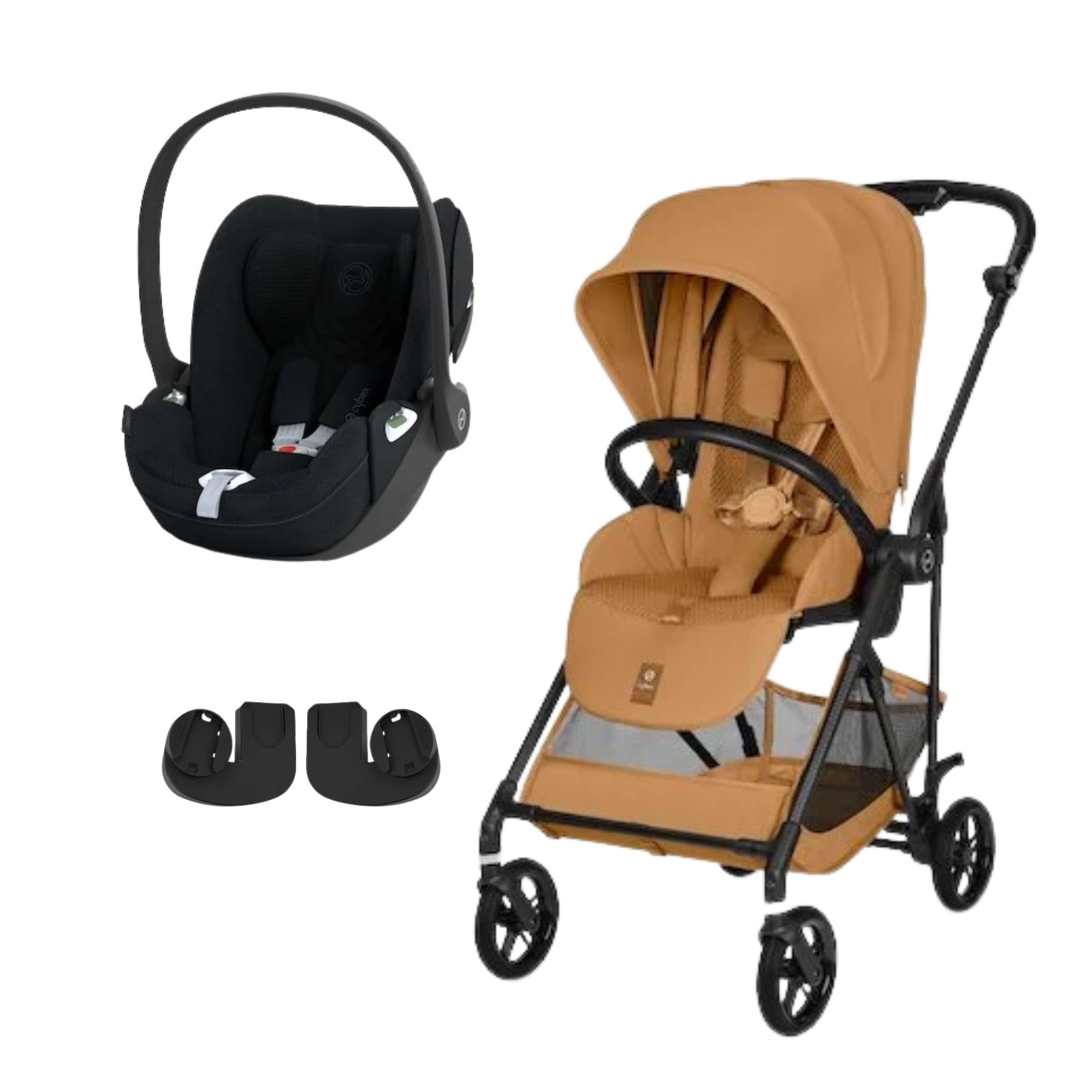 Cybex Pack Poussette duo Melio Cinnamon Yellow + coque Cloud T tissu plus Sepia Black Unique