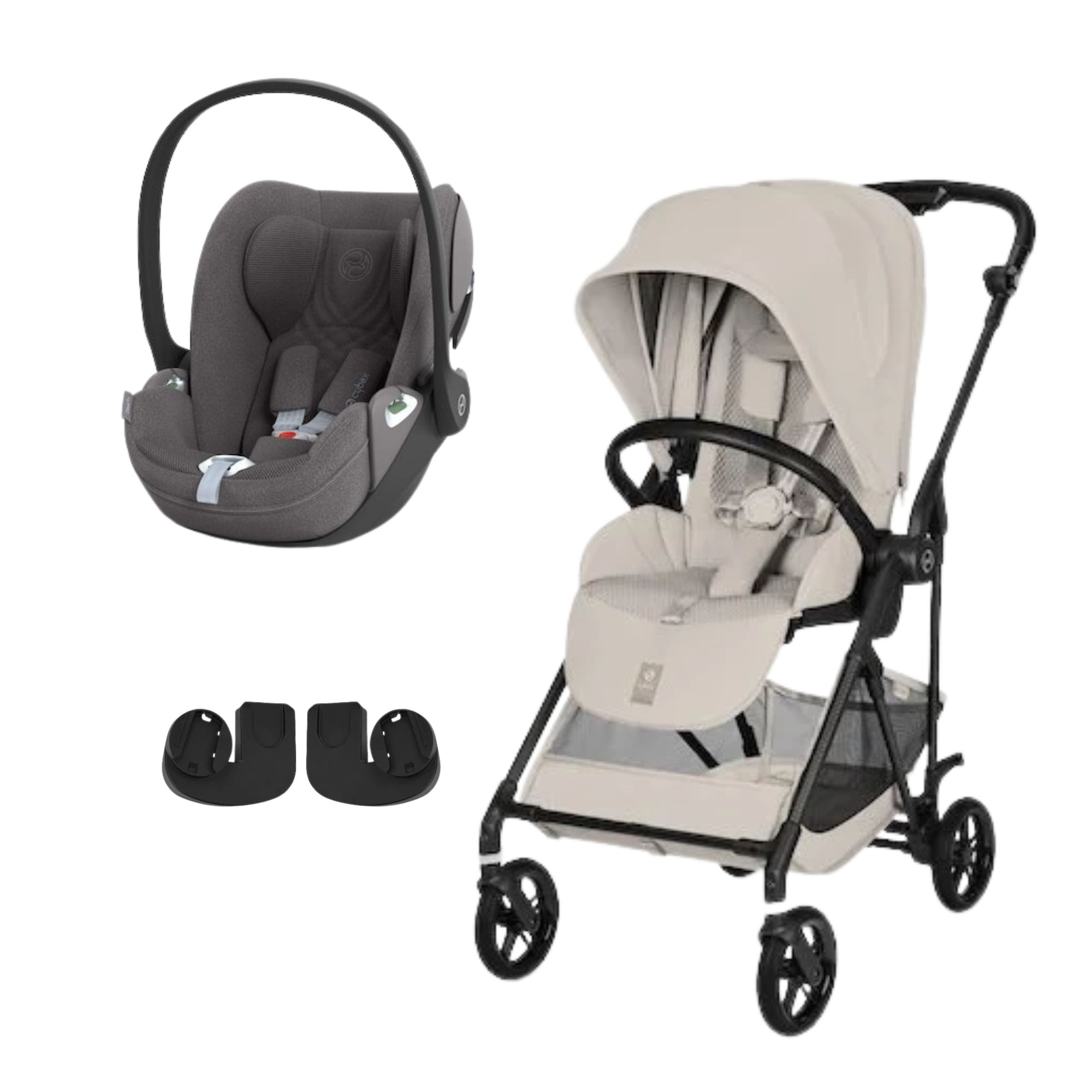 Cybex Pack Poussette duo Melio Dune Grey + coque Cloud T tissu plus Mirage Grey Unique