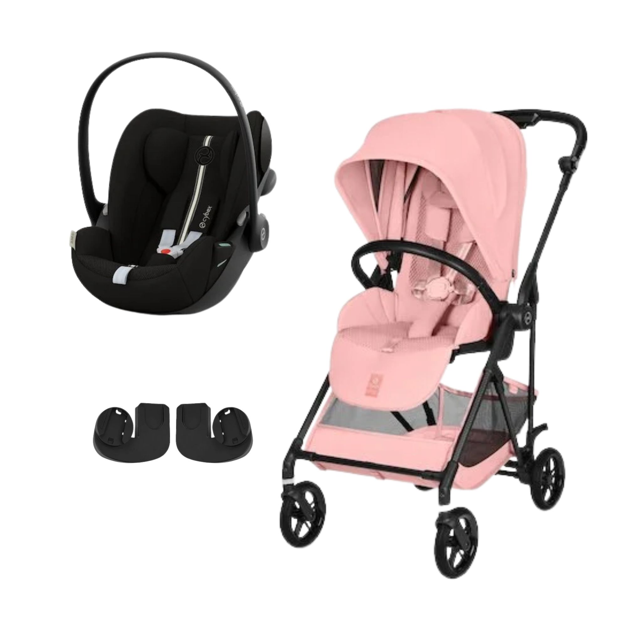 Cybex Pack Poussette duo Melio Candy Pink + coque Cloud G tissu plus Moon Black Unique