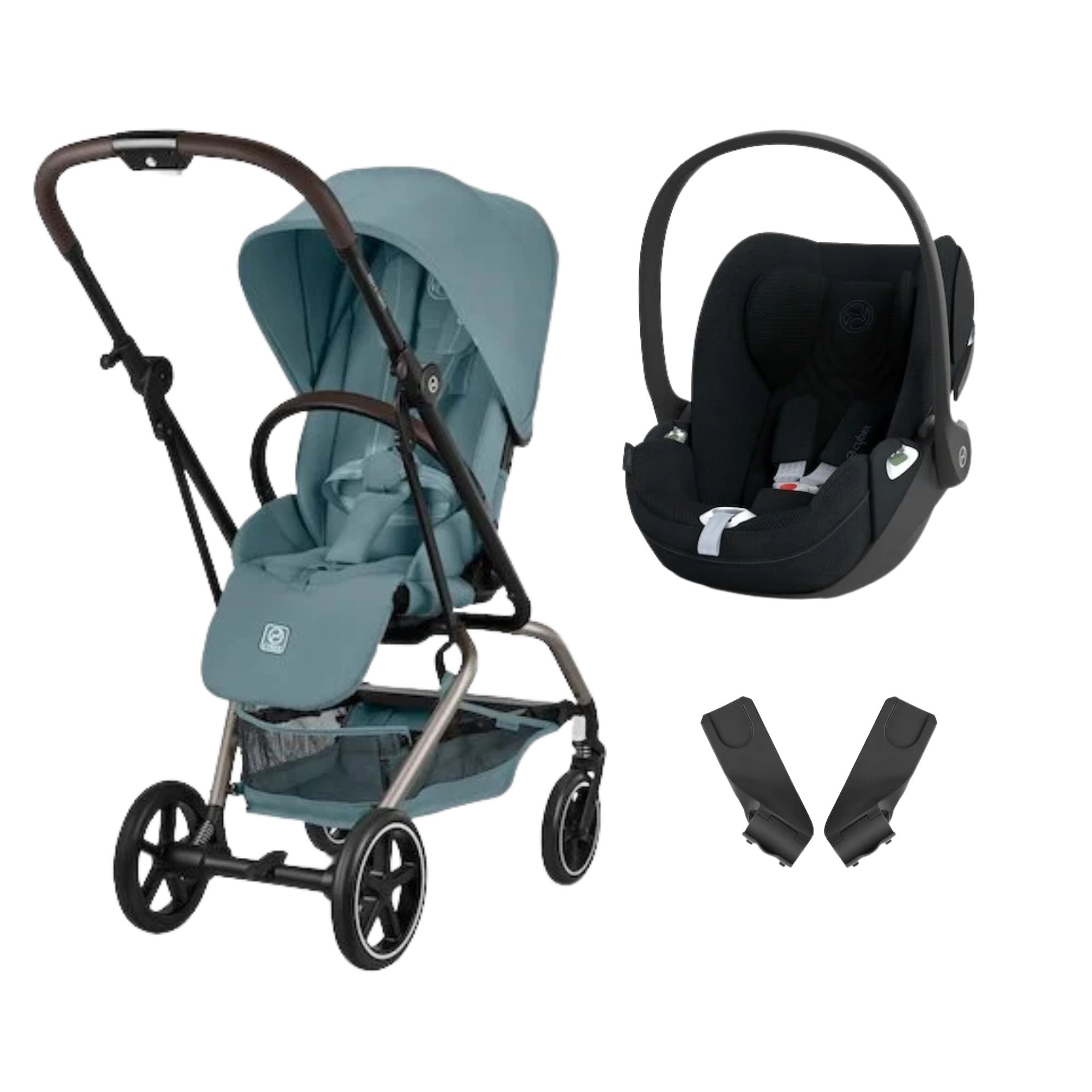 Cybex Pack Poussette duo Eezy S Twist +2 Stormy Blue Cadre Taupe + coque Cloud T tissu plus Sepia Black Unique