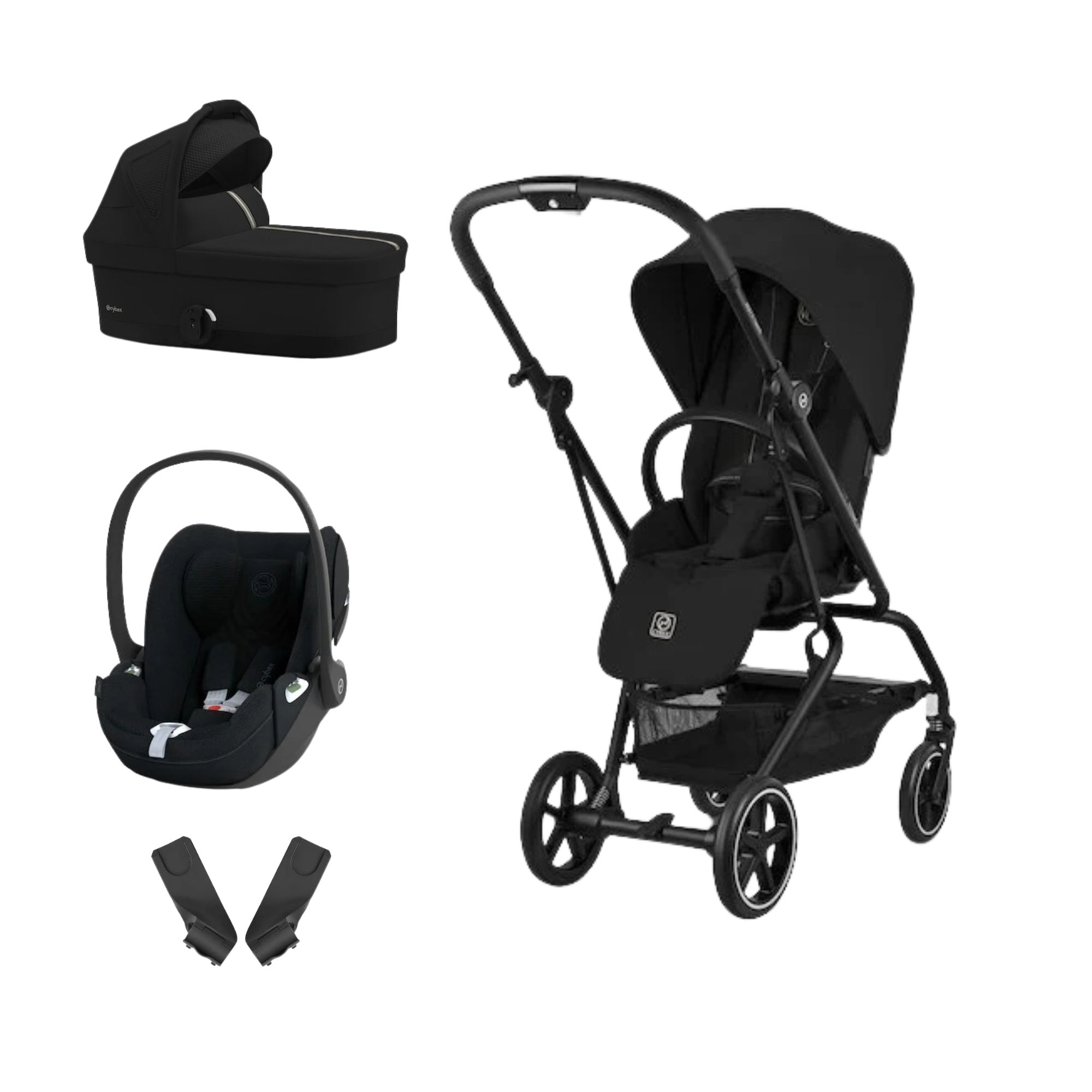 Cybex Pack Poussette trio Eezy S Twist +2 Magic Black Cadre Noir + coque Cloud T tissu plus Sepia Black Unique