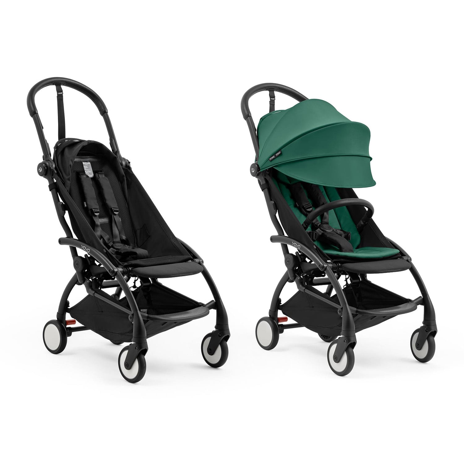 Stokke Pack Nouvelle Poussette YOYO 5 noir et Pack 6m Forest Unique