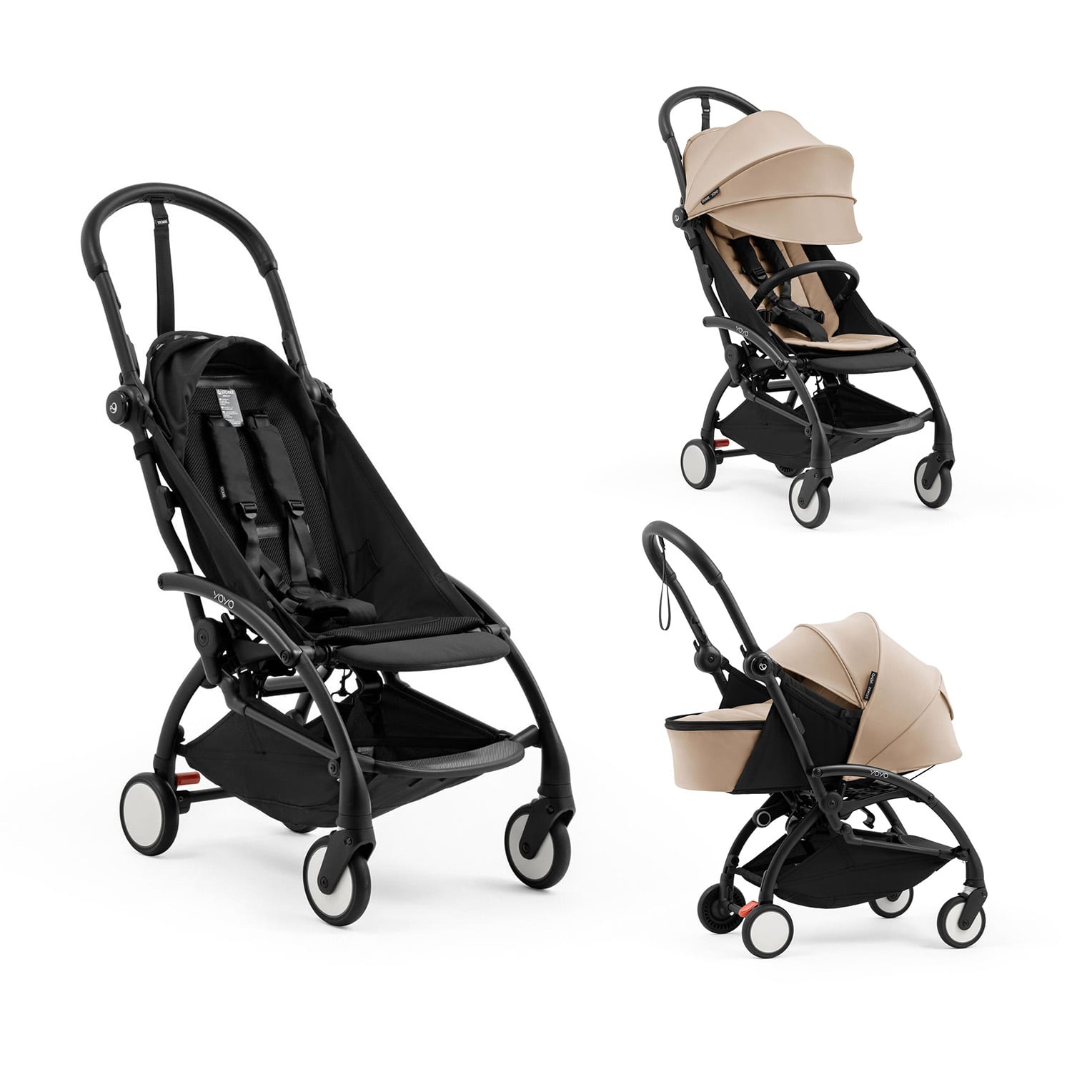 Stokke Pack Nouvelle Poussette YOYO 5 noir Pack Nouveau né et Pack 6m Taupe Unique