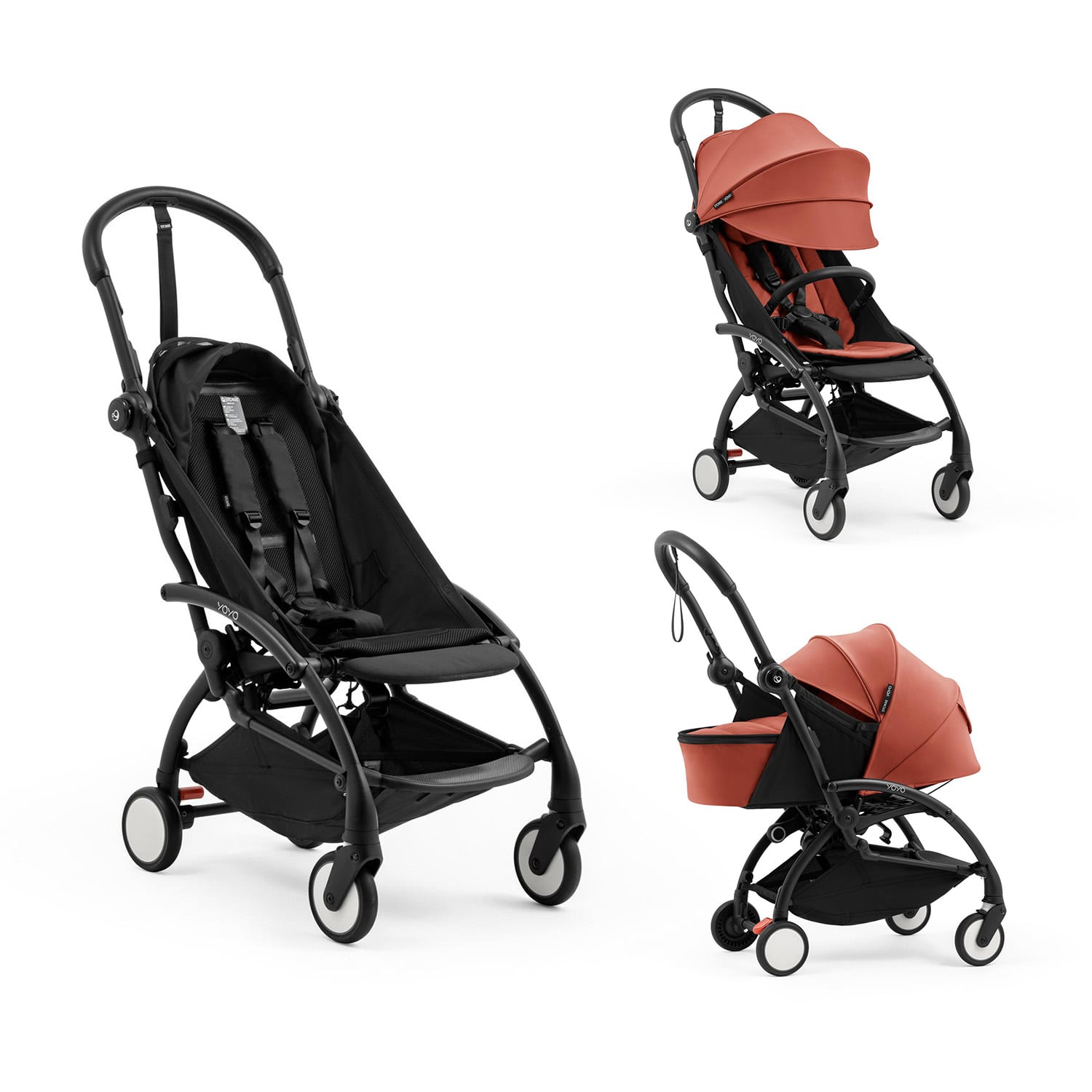 Stokke Pack Nouvelle Poussette YOYO 5 noir Pack Nouveau né et Pack 6m Berry Unique
